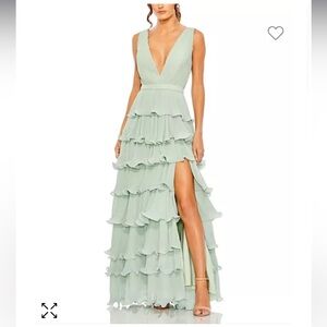 Mac Duggal Sage Green Ruffle Prom Dress